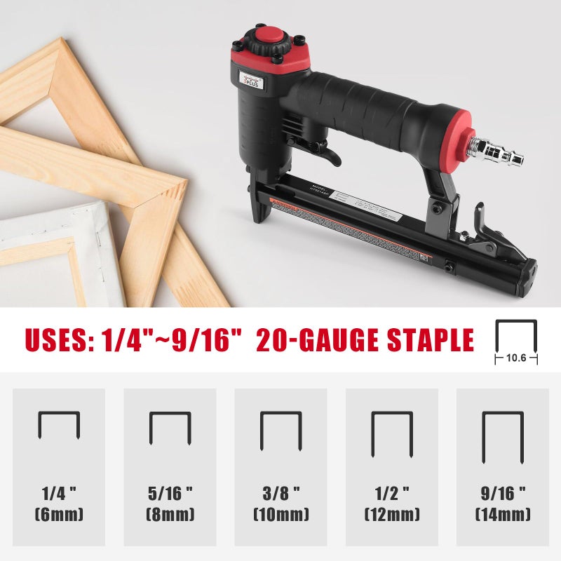 3PLUS HT5014SP Pneumatic 20 Gauge Stapler, T50 Upholstery Stapler, 1/4-Inch to 9/16-Inch - Image 3